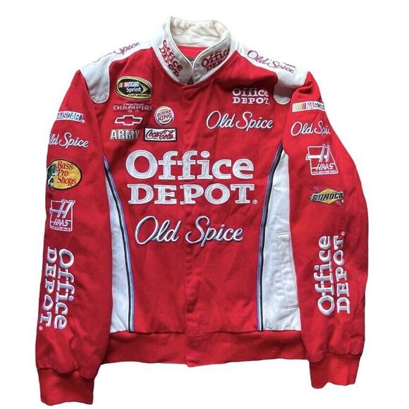 Chase Authentics Jacket Womens Large Red NASCAR Racing Bomber Embroidered - Picture 1 of 5